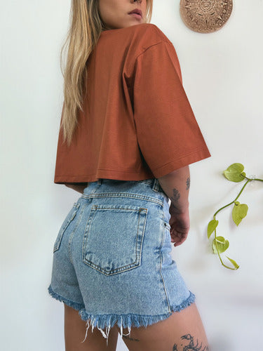 Camiseta Cropped Oversized Aveloz-terracota