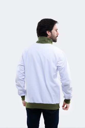 Jaqueta Moletom Aveloz School Duo Color Branco E Verde Oliva