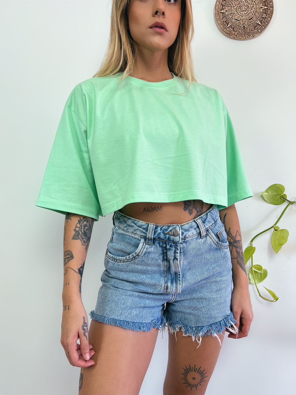 Camiseta Cropped Oversized Aveloz- Verde