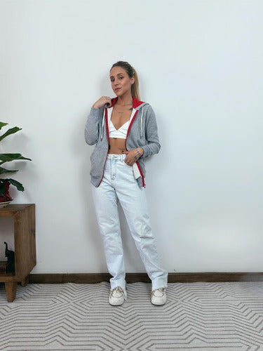 Moletom Aveloz Ziper Duo Color Cinza E Vermelho