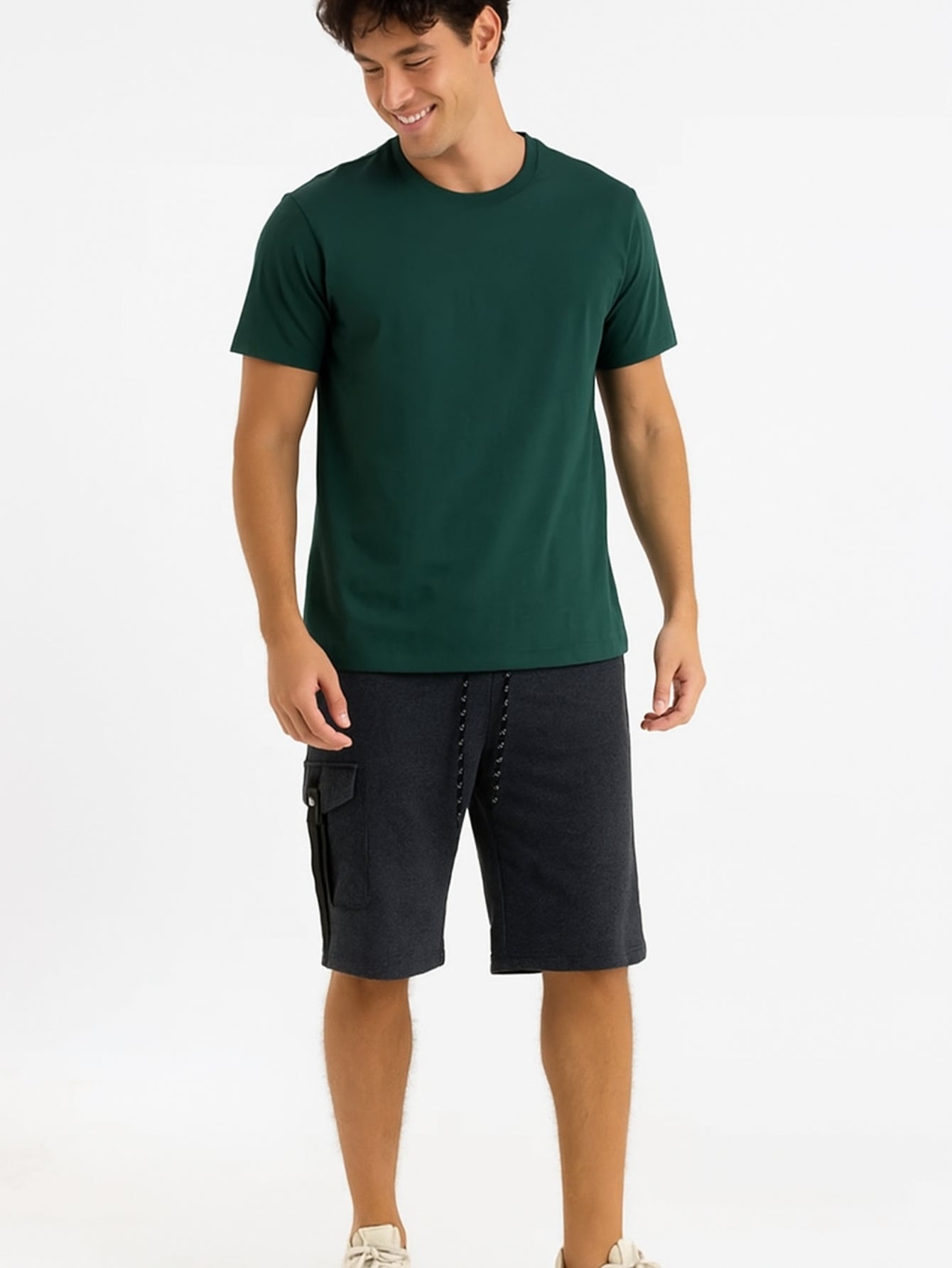 Camiseta Masculina algodão Básica Verde Escuro