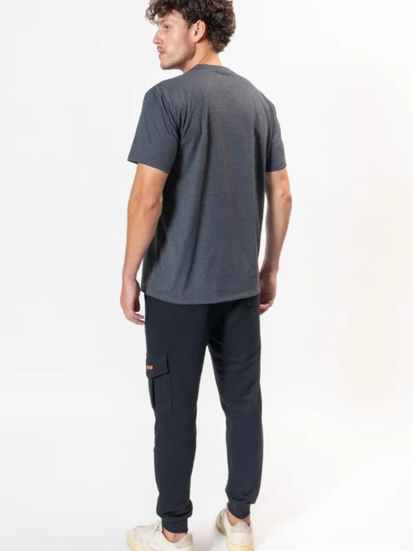 Camiseta Masculina algodão Básica Cinza Escuro