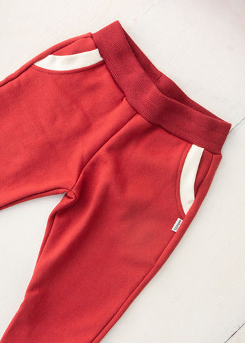 Calça Moletom Infantil Duo Color Aveloz Bordô E Creme