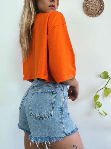 Camiseta Cropped Oversized Aveloz- Laranja
