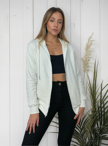 Jaqueta Moletom Aveloz Easy Feminina- Off White