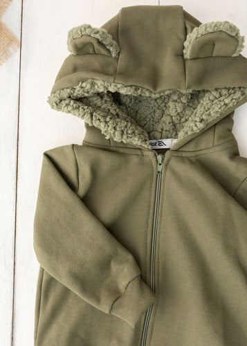 Jaqueta Moletom Infantil Orelhinha Aveloz Verde Oliva