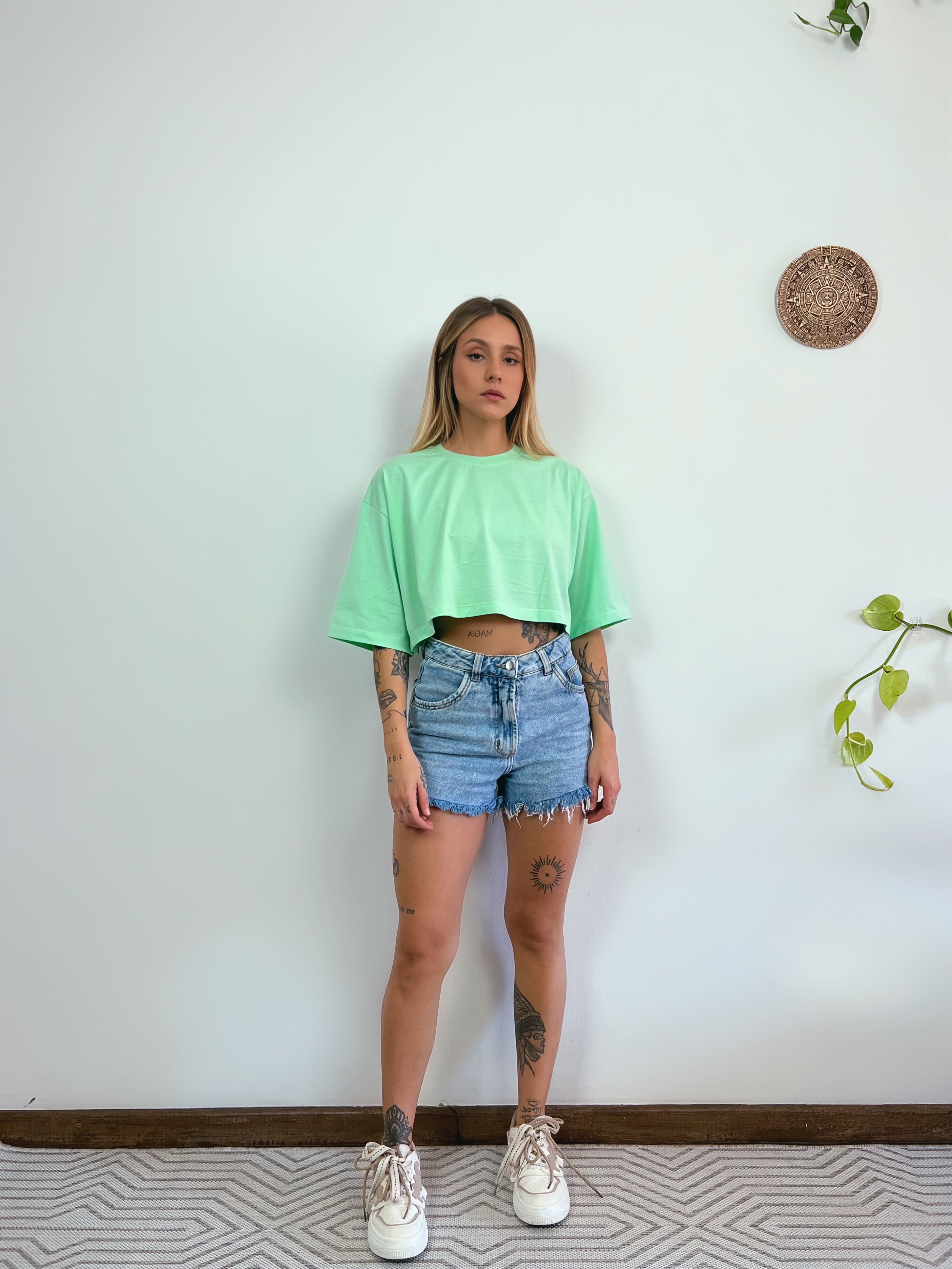 Camiseta Cropped Oversized Aveloz- Verde
