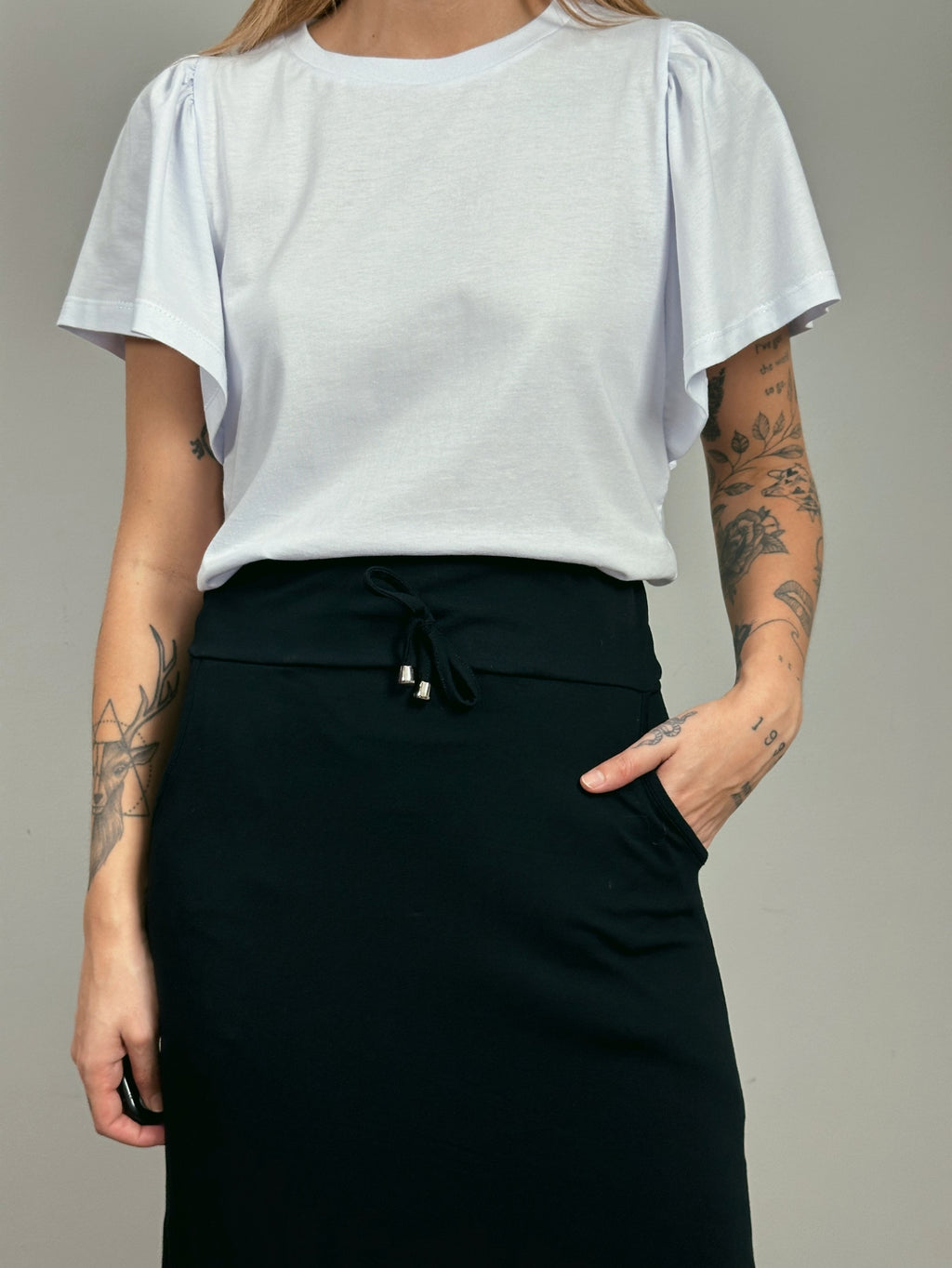 Blusa de Algodão Manga Bufante- Branca