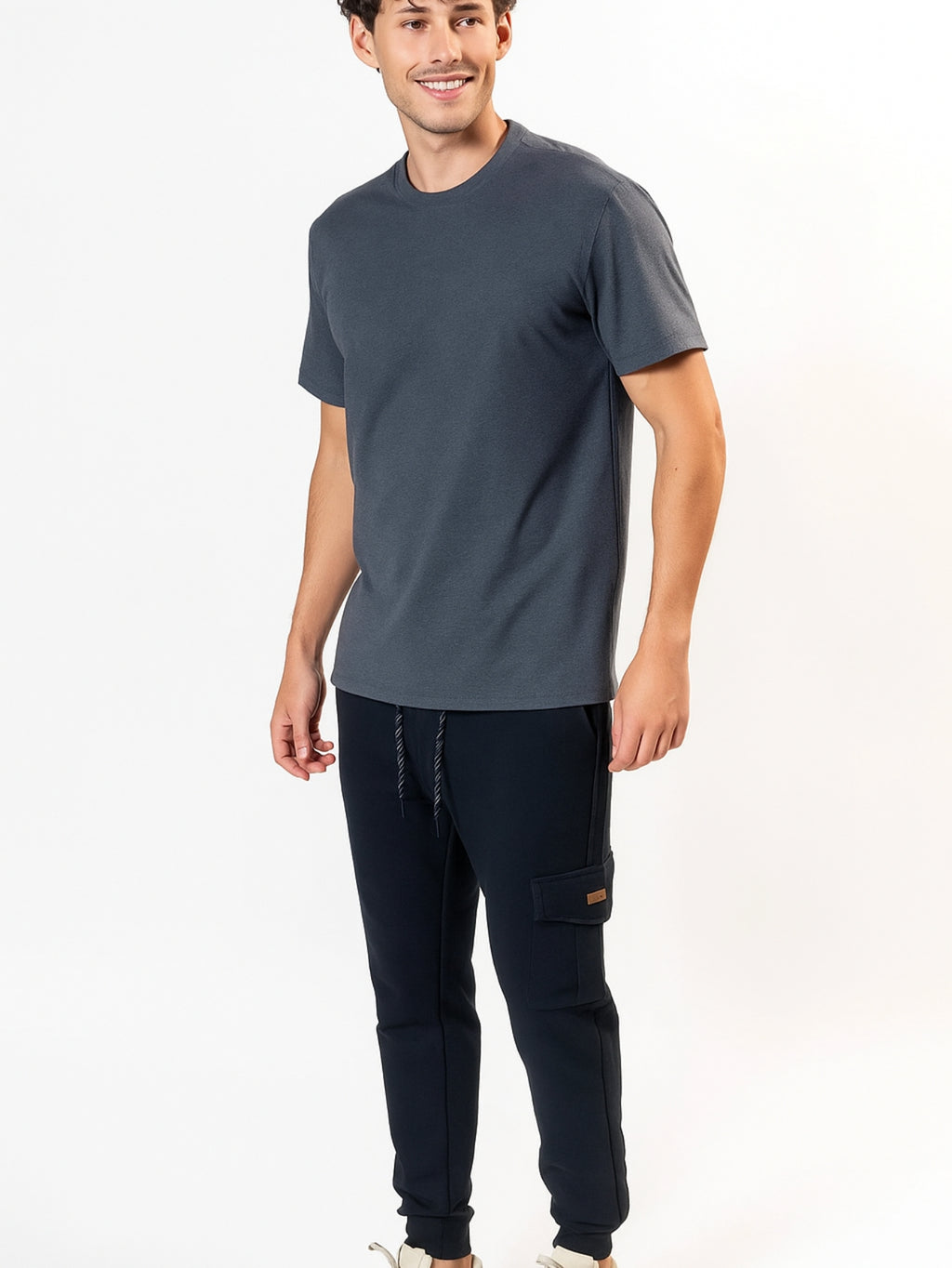 Camiseta Masculina algodão Básica Cinza Escuro