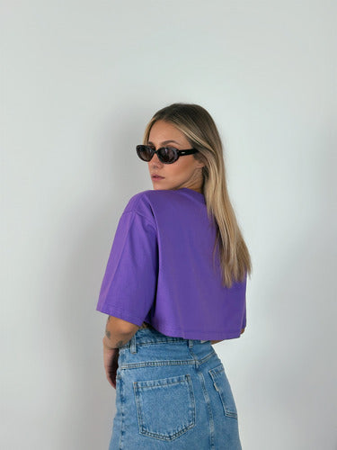 Camiseta Cropped Oversized Aveloz- Roxa