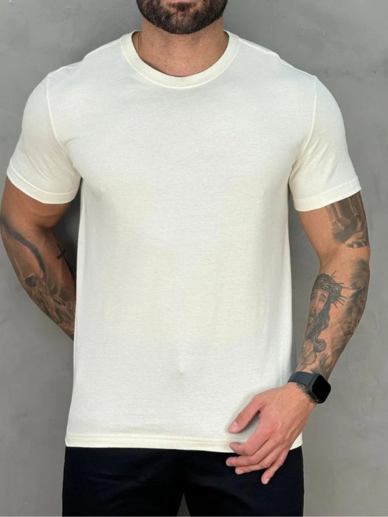 Camiseta Masculina algodão Básica Off White