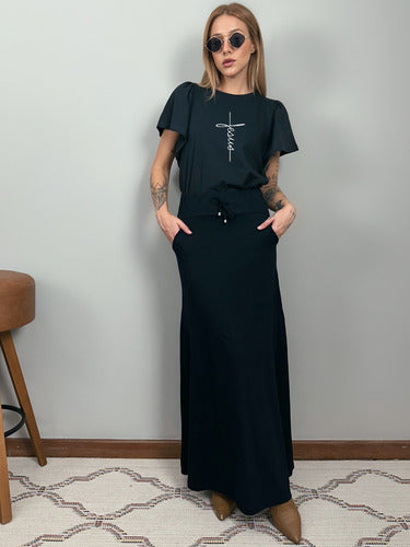 Camiseta Feminina Religiosa Estampa Jesus Manga Flare Aveloz
