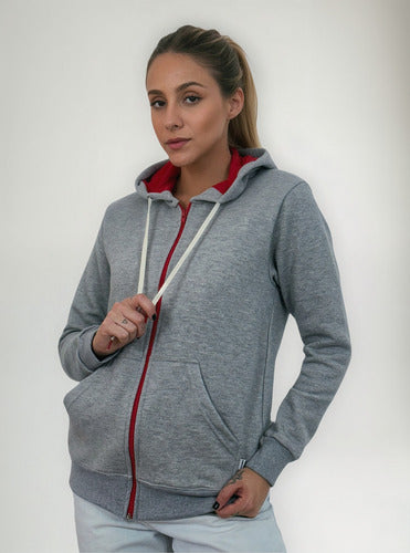 Moletom Aveloz Ziper Duo Color Cinza E Vermelho