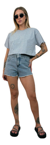 Camiseta Aveloz Feminina Cropped Cinza Mescla