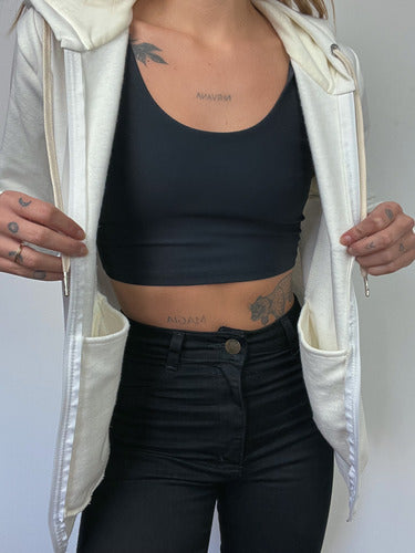 Jaqueta Moletom Aveloz Easy Feminina- Off White