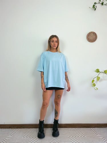 Camiseta Oversized Feminina Aveloz - Azul Claro