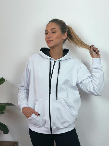 Moletom Aveloz Ziper Branco E Preto
