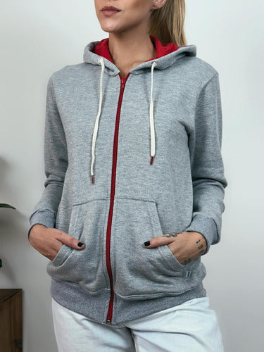 Moletom Aveloz Ziper Duo Color Cinza E Vermelho