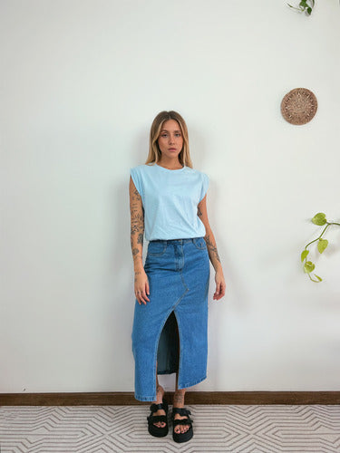 Camiseta Aveloz Feminina Muscle Tee Com Elástico Azul Claro