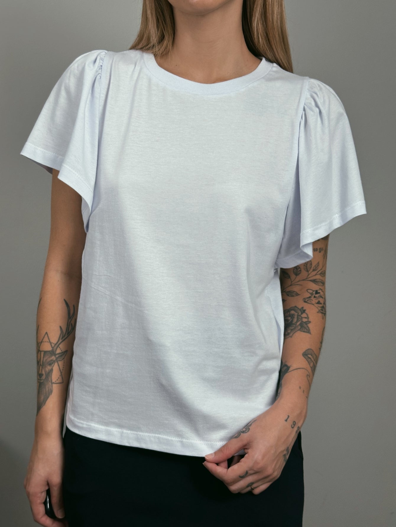 Blusa de Algodão Manga Bufante- Branca