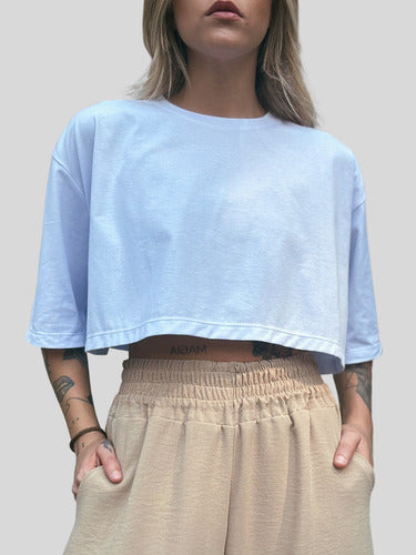 Camiseta Cropped Oversized Aveloz-branca