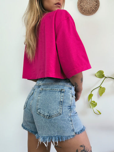 Camiseta Cropped Oversized Aveloz- Rosa Pink