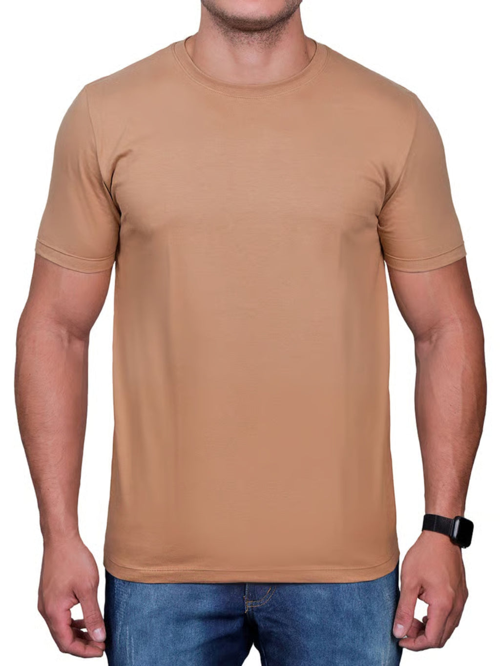 Camiseta Masculina algodão Básica Caramelo