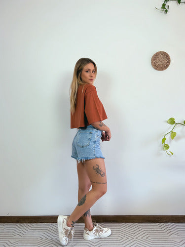 Camiseta Cropped Oversized Aveloz-terracota