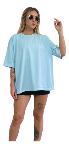 Camiseta Oversized Feminina Aveloz - Azul Claro