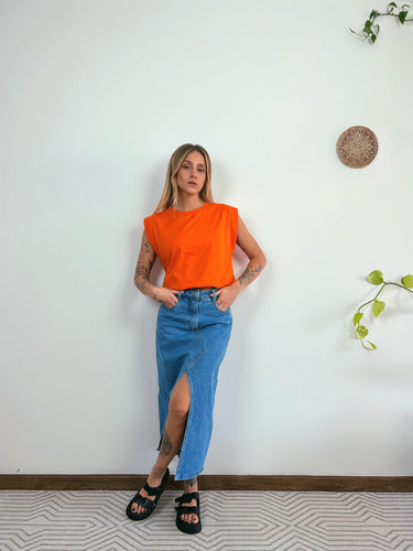 Camiseta Aveloz Feminina Muscle Tee Com Elástico Laranja