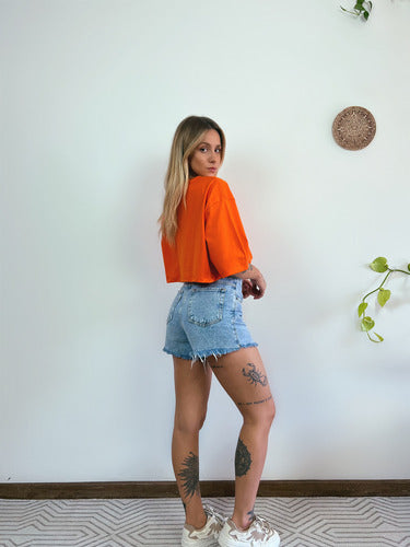 Camiseta Cropped Oversized Aveloz- Laranja
