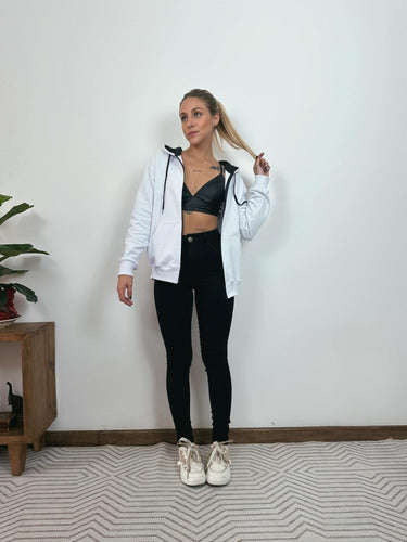 Moletom Aveloz Ziper Branco E Preto