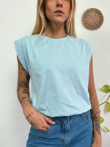 Camiseta Aveloz Feminina Muscle Tee Com Elástico Azul Claro