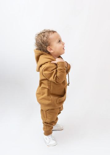 Jaqueta Moletom Infantil Com Capuz Peluciado Aveloz Caramelo