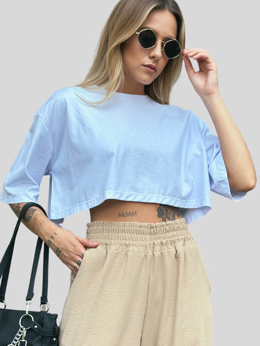 Camiseta Cropped Oversized Aveloz-branca
