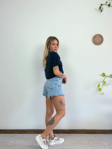 Camiseta Aveloz Feminina Cropped Azul Marinho