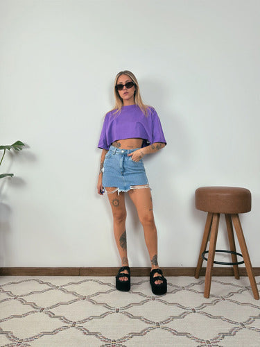 Camiseta Cropped Oversized Aveloz- Roxa