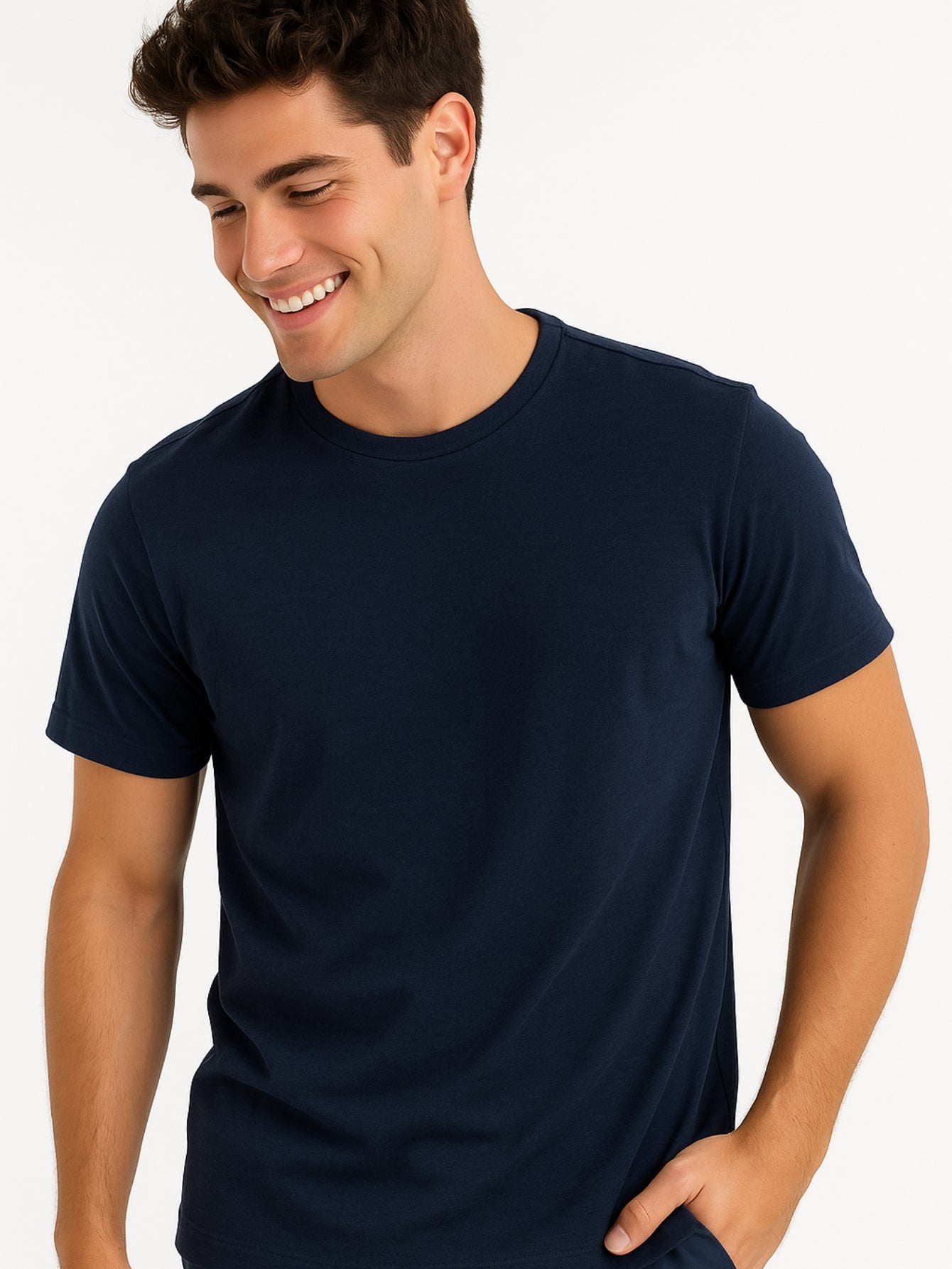 Camiseta Masculina algodão Básica Azul Marinho