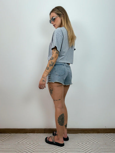 Camiseta Aveloz Feminina Cropped Cinza Mescla